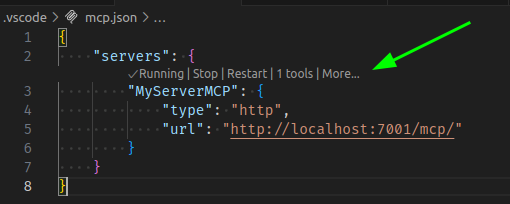 Starting or stopping MCP server in VS Code